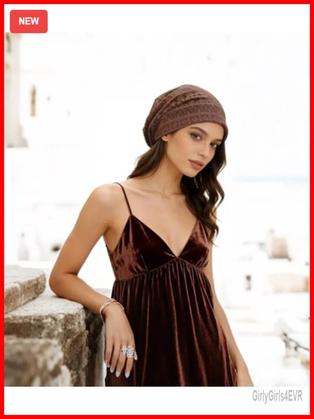 Slouchy Beanie Hat Soft Lightweight Double Layer Cotton Blend Rhinestone
